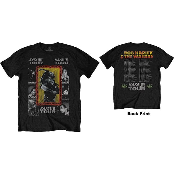 Bob Marley Unisex T-Shirt: Kaya Tour (Back Print) (Large)