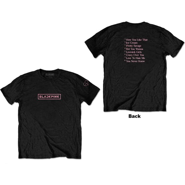 BlackPink Unisex T-Shirt: The Album Track list (Back Print) (Large)