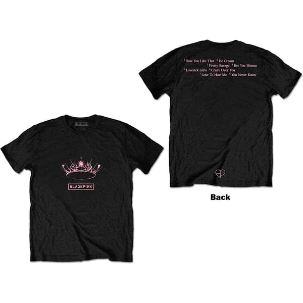 BlackPink Unisex T-Shirt: The Album - Crown (Back Print) (X-Large)