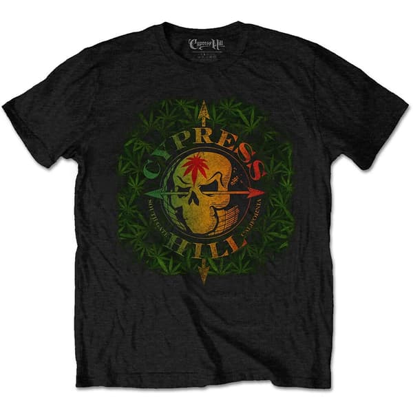 Cypress Hill Unisex T-Shirt: South Gate Logo & Leaves (Medium)