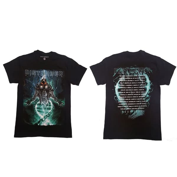 Disturbed Unisex T-Shirt: Evolve Date back (Back Print/Ex. Tour) (Small)