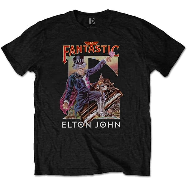 Elton John Unisex T-Shirt: Captain Fantastic (Small)