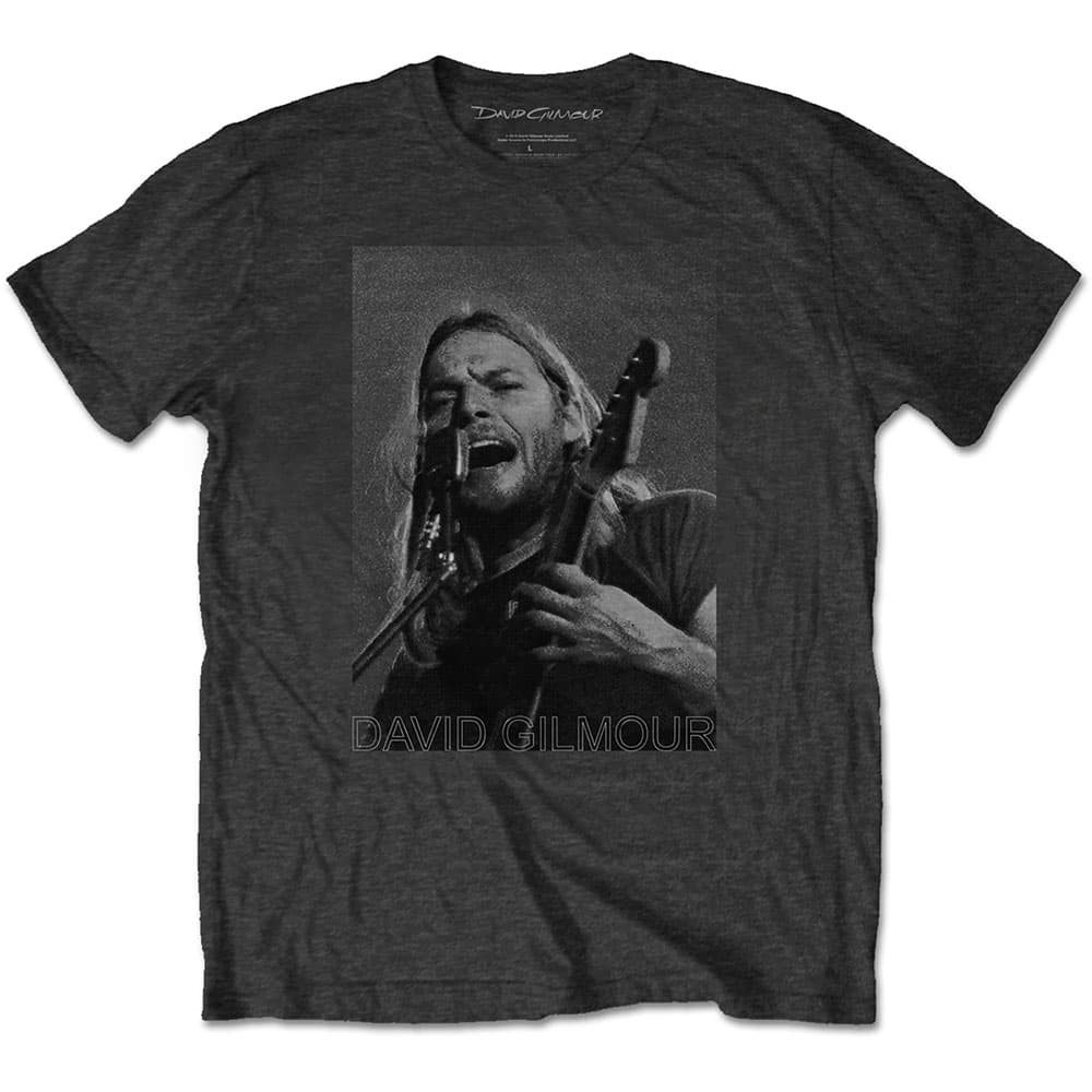 David Gilmour Unisex T-Shirt: On Microphone Half-tone (Small)