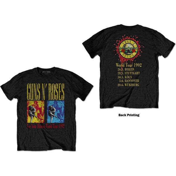 Guns N' Roses Unisex T-Shirt: Use Your Illusion World Tour (Back Print) (Small)