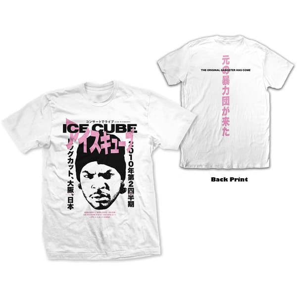 Ice Cube Unisex T-Shirt: Beanie Kanji (Back Print) (Large)