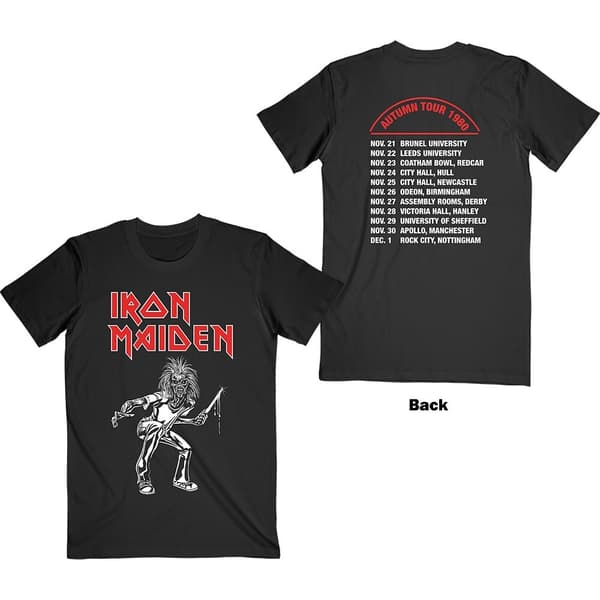 Iron Maiden Unisex T-Shirt: Autumn Tour 1980 (Back Print) (Small)