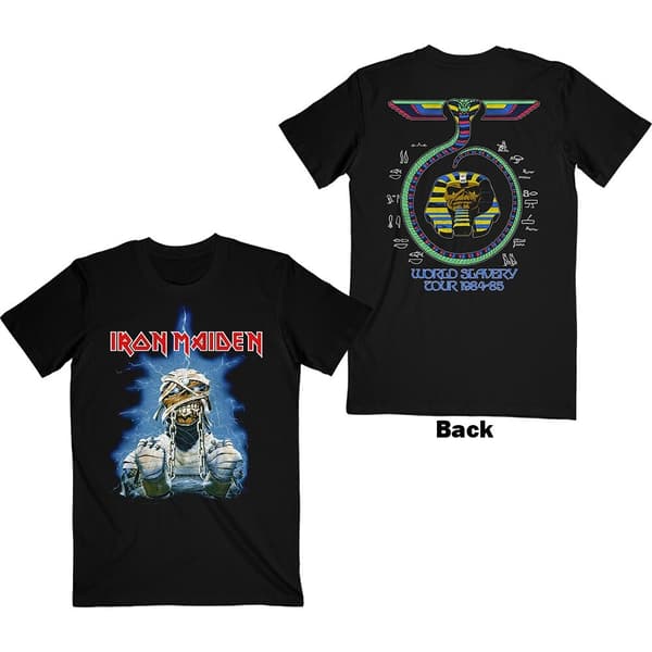 Iron Maiden Unisex T-Shirt: World Slavery Tour '84 - '85 (Back Print) (Small)