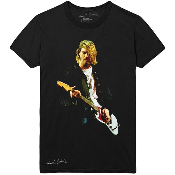 Kurt Cobain Unisex T-Shirt: Guitar Photo Colour (Large)