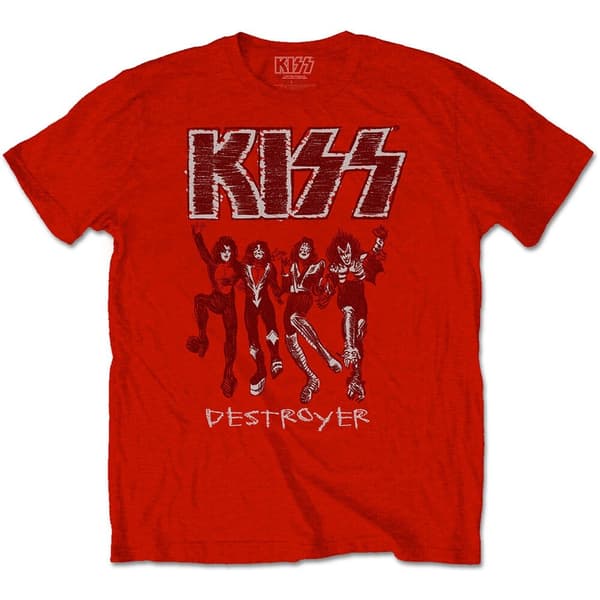 KISS Unisex T-Shirt: Destroyer Sketch (Large)