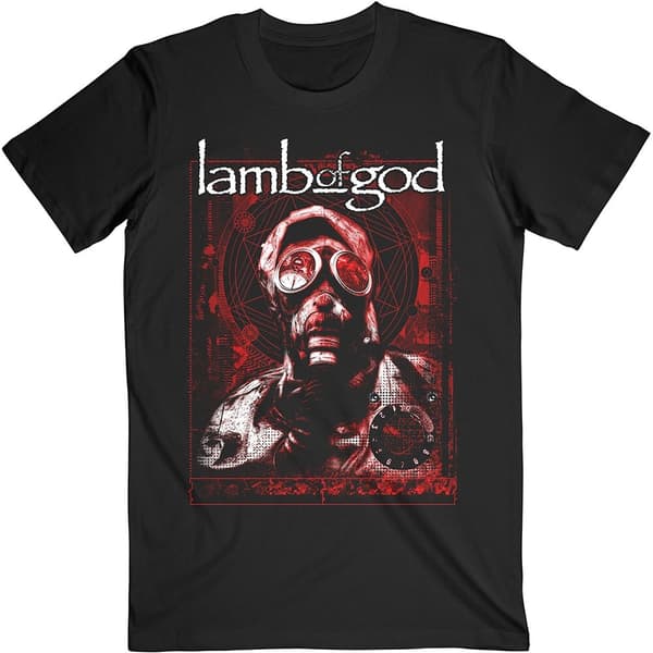 Lamb Of God Unisex T-Shirt: Gas Masks Waves (Large)