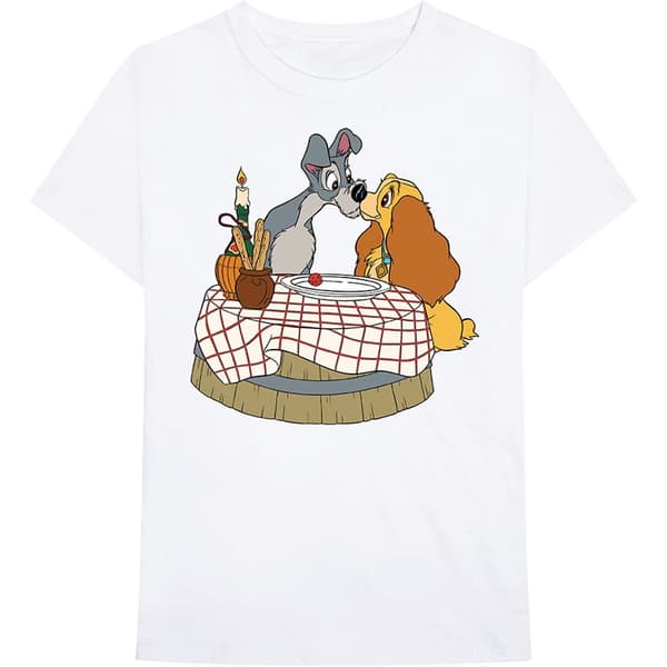 Disney Unisex T-Shirt: Lady & The Tramp - Kissing Pose (Large)