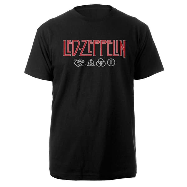 Led Zeppelin Unisex T-Shirt: Logo & Symbols (Large)