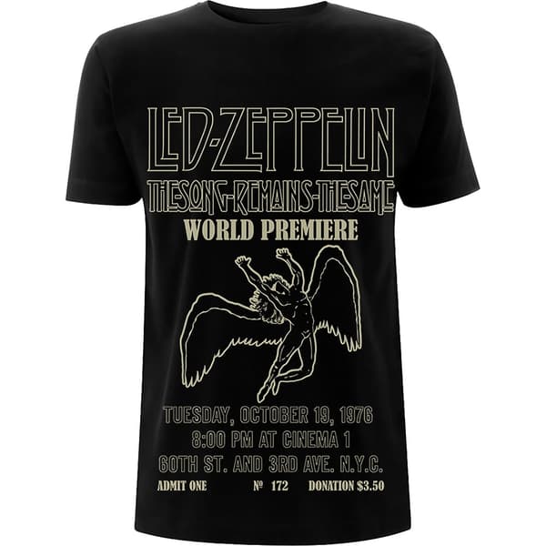 Led Zeppelin Unisex T-Shirt: TSRTS World Premier (Large)