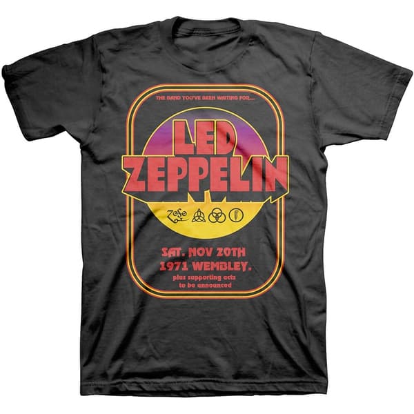 Led Zeppelin Unisex T-Shirt: 1971 Wembley (Medium)