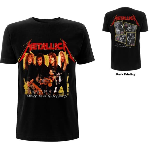Metallica Unisex T-Shirt: Garage Photo Yellow (Back Print) (Small)