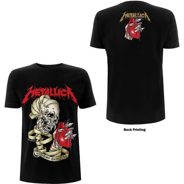 Metallica Unisex T-Shirt: Heart Explosive (Back Print) (Medium)
