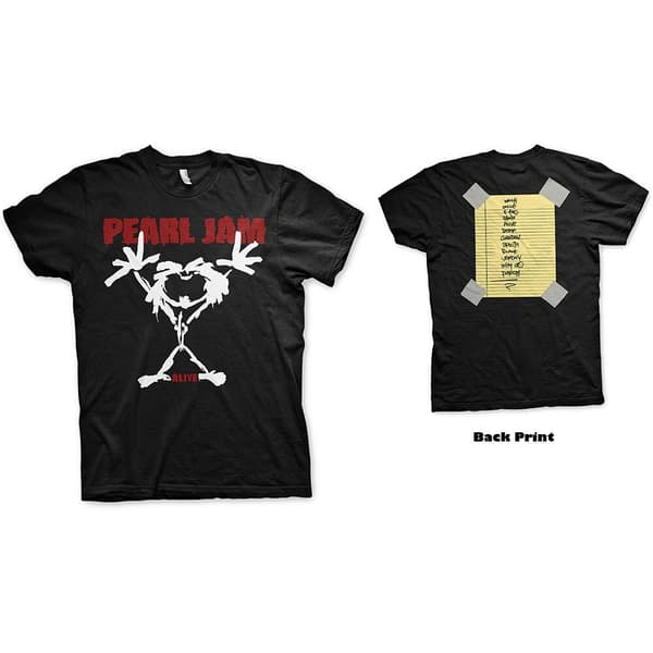 Pearl Jam Unisex T-Shirt: Stickman (Back Print) (Small)