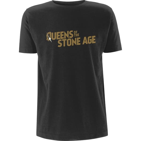 Queens Of The Stone Age Unisex T-Shirt: Metallic Text Logo (Medium)