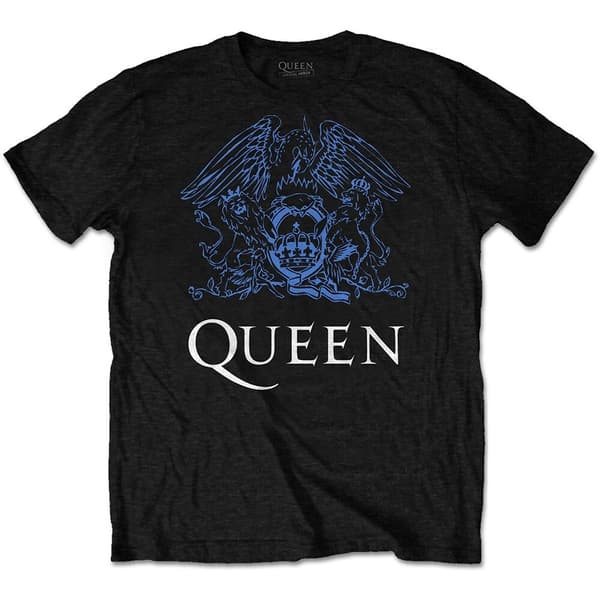 Queen Unisex T-Shirt: Blue Crest (XX-Large)