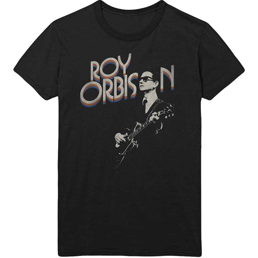 Roy Orbison Unisex T-Shirt: Guitar & Logo (Medium)