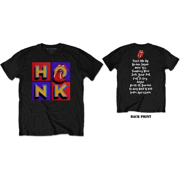 The Rolling Stones Unisex T-Shirt: Honk Album Track list (Back Print) (Medium)