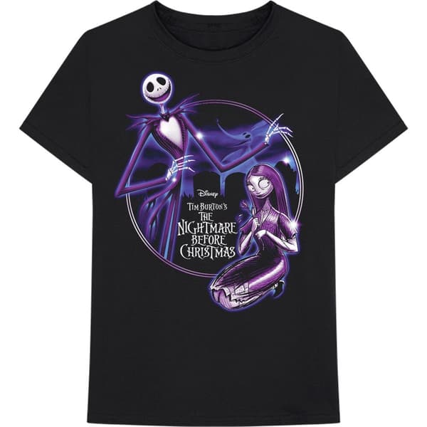 Disney Unisex T-Shirt: The Nightmare Before Christmas Purple Graveyard (Medium)