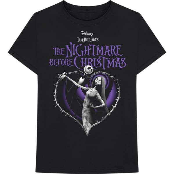 Disney Unisex T-Shirt: The Nightmare Before Christmas Purple Heart (Medium)