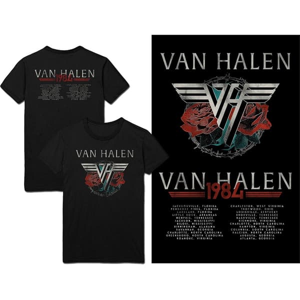 Van Halen Unisex T-Shirt: 84 Tour (Back Print) (Large)