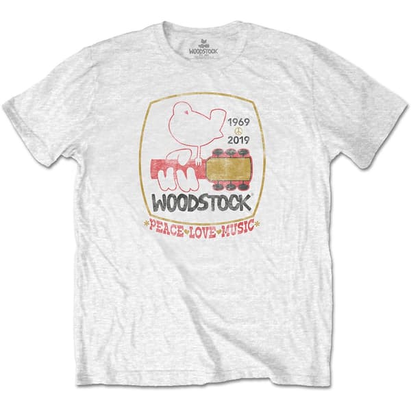 Woodstock Unisex T-Shirt: Peace Love Music (Medium)