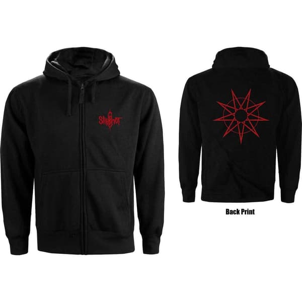 Slipknot Ladies Zipped Hoodie: 9 Point Star (Back Print) (X-Small)