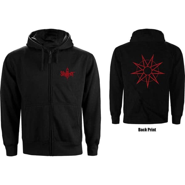 Slipknot Ladies Zipped Hoodie: 9 Point Star (Back Print) (X-Small)