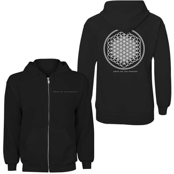 Bring Me The Horizon Ladies Zipped Hoodie: Flower of Life (Back Print) (X-Small)