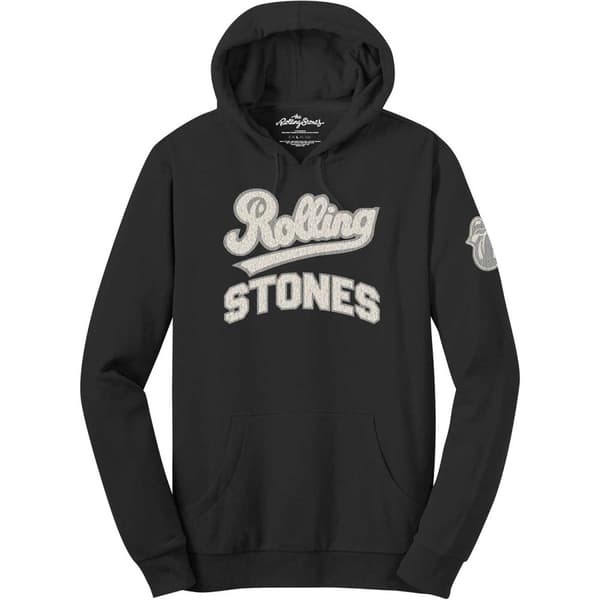 The Rolling Stones Unisex Pullover Hoodie: Team Logo & Tongue (Applique Motifs) (Small)