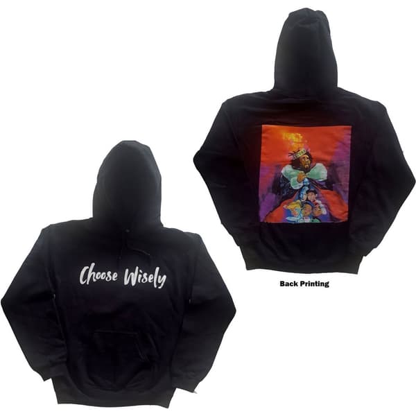 J Cole Unisex Pullover Hoodie: Choose Wisely (Back Print) (Large)