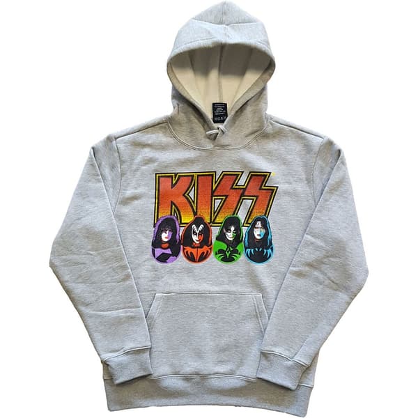 KISS Unisex Pullover Hoodie: Logo, Faces & Icons (Medium)