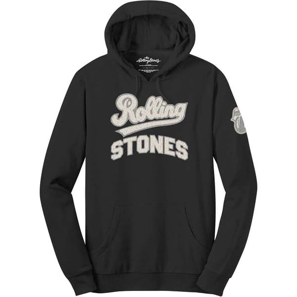 The Rolling Stones Unisex Pullover Hoodie: Team Logo & Tongue (Applique Motifs) (Medium)