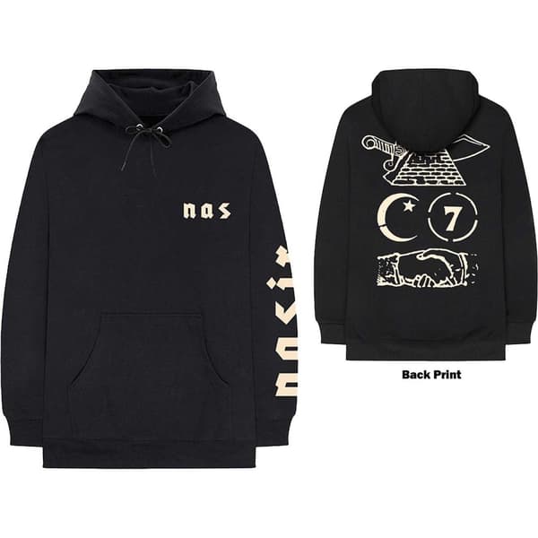 Nas Unisex Pullover Hoodie: Symbols (Back Print) (X-Large)