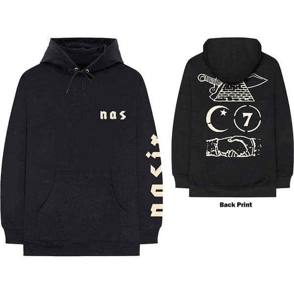 Nas Unisex Pullover Hoodie: Symbols (Back Print) (X-Large)
