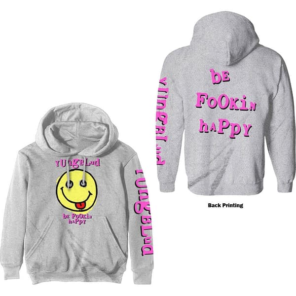 Yungblud Unisex Pullover Hoodie: Raver Smile (Back Print) (X-Large)
