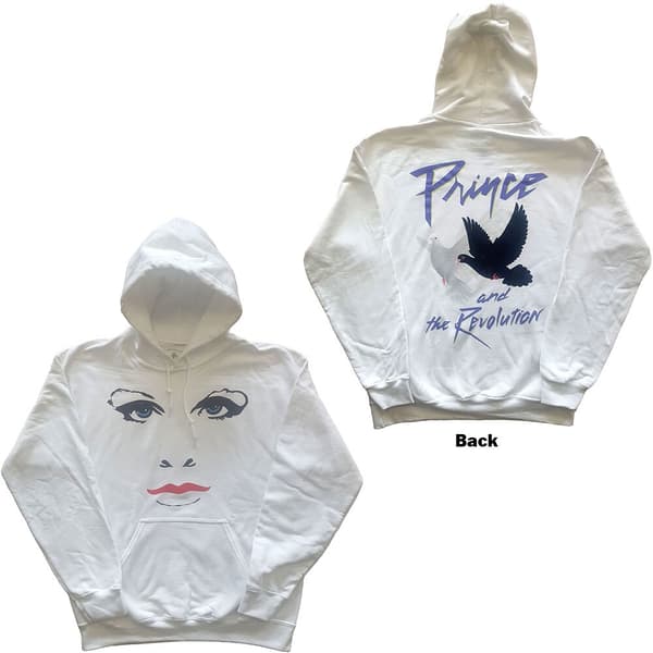 Prince Unisex Pullover Hoodie: Faces & Doves (Back Print) (Large)