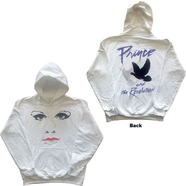 Prince Unisex Pullover Hoodie: Faces & Doves (Back Print) (X-Large)