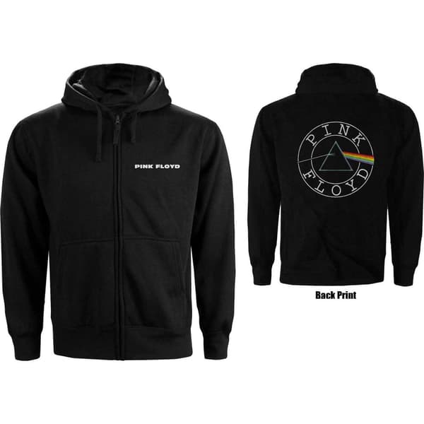 Pink Floyd Unisex Zipped Hoodie: Circle Logo (Back Print) (Medium)