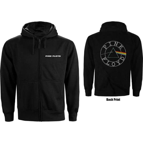 Pink Floyd Unisex Zipped Hoodie: Circle Logo (Back Print) (Medium)