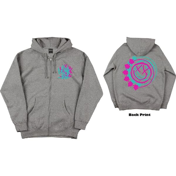 Blink-182 Unisex Zipped Hoodie: Double Six Arrow Smiley (Back Print) (XX-Large)