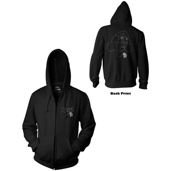Frank Zappa Unisex Zipped Hoodie: Dental Floss (Back Print) (Large)