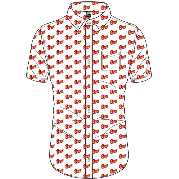David Bowie Unisex Casual Shirt: Logo Pattern (All Over Print) (X-Large)