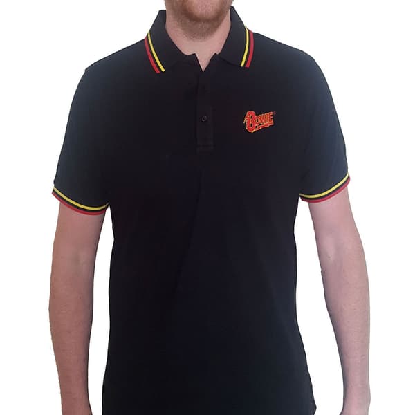 David Bowie Unisex Polo Shirt: Flash Logo (Large)