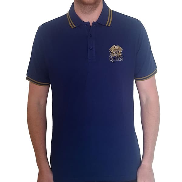 Queen Unisex Polo Shirt: Crest Logo (Large)