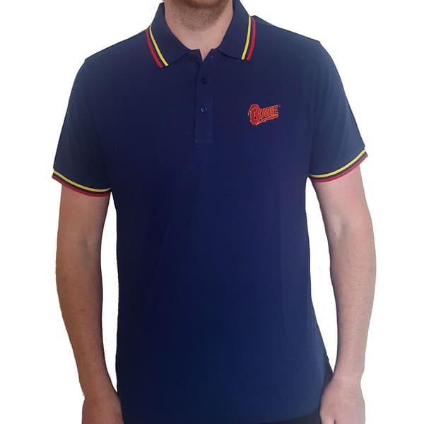 David Bowie Unisex Polo Shirt: Flash Logo (X-Large)