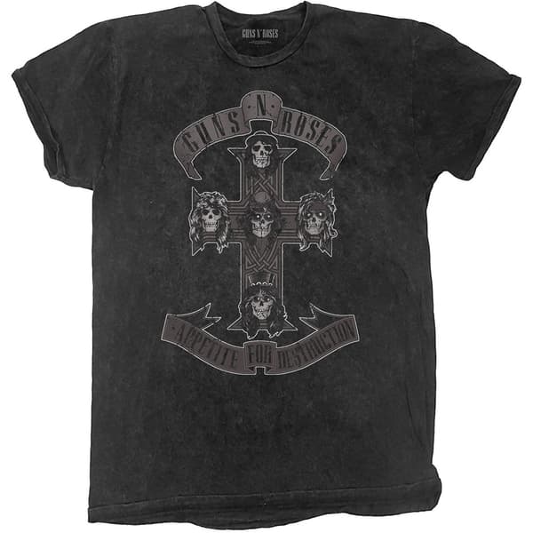 Guns N' Roses Unisex T-Shirt: Monochrome Cross (Dip-Dye) (Large)